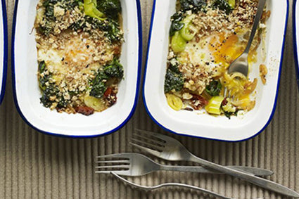 Baked eggs brunch
