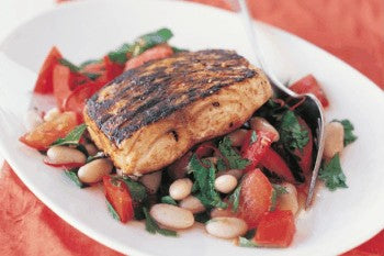 Blackened lime Hake with white bean tabbouleh