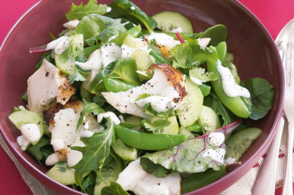 Cajun fish with yoghurt dressing
