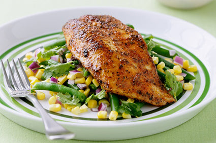 Cajun-spiced fish with corn salad