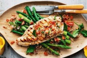Chargrilled fish with green chilli, coriander and coconut relish
