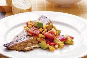 Cumin and garlic fish with salsa