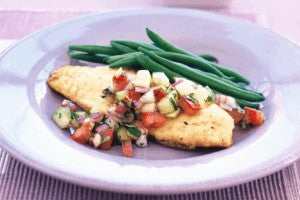 Fish with cucumber salsa