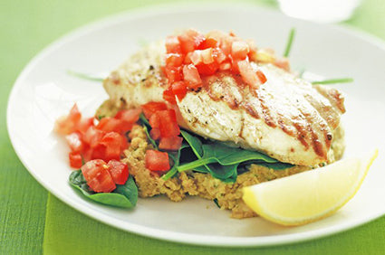 Fish with herbed chickpea puree