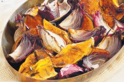 Roast pumpkin with red onion
