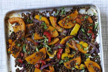 Spicy roast veg & lentils