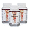 Three bottles of Manna Gout Support dietary supplement, designed for gout support and management.