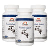 Three bottles of Manna Prostate Support dietary supplement, each bottle contains 90 capsules for prostate health.