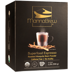 MannaBrew Superfood Espresso 1kg packaging on a transparent background