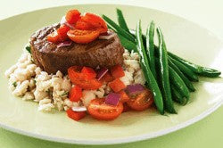 Balsamic steak with cannellini bean mash and salsa