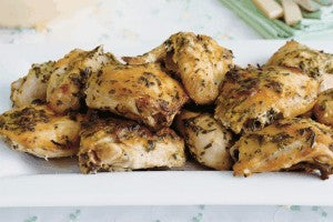 Mustard, lemon and rosemary roast chicken