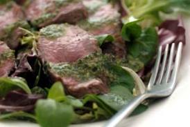 Steak with piquant Italian salsa Verde