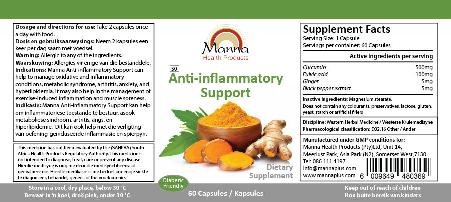 Manna Anti-Inflammatory Support Label