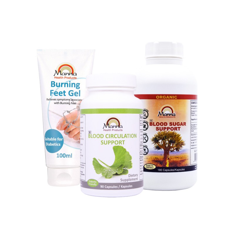Diabetic Neuropathy Combo Pack Blood Sugar 180, Blood Circulation Support and Burning Feet Gel Combo
