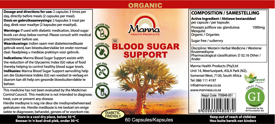 Manna Blood Sugar Support 60 Product Info