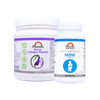 Two supplement bottles labeled 'Bovine Collagen Peptide' and 'MSM' on a transparent background.