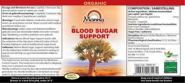 Manna Blood Sugar 180 Label