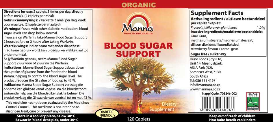 Manna Blood Sugar Support 120’s Product Info