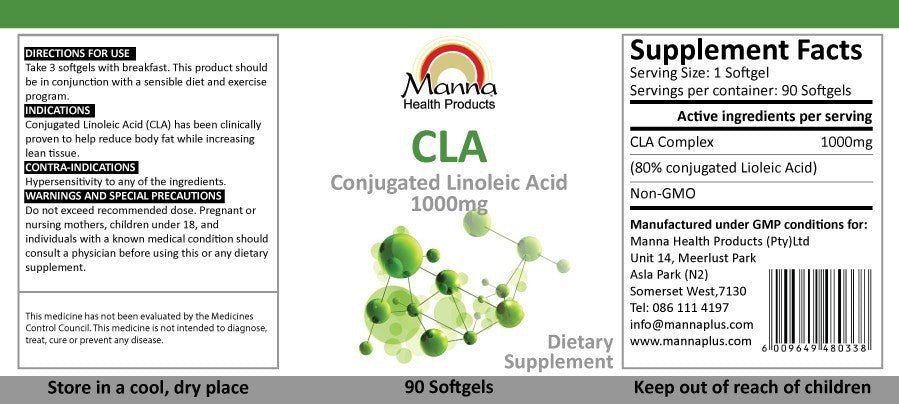 Manna CLA supplement Label