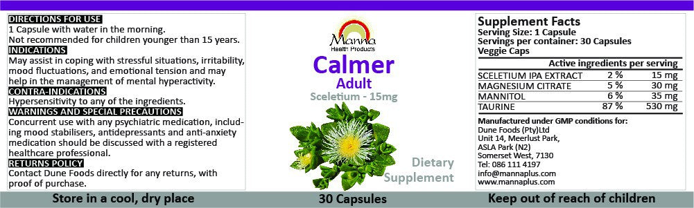 Manna Calmer Adult 3 Month Special Label