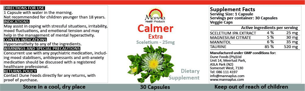 Manna Calmer Extra Label