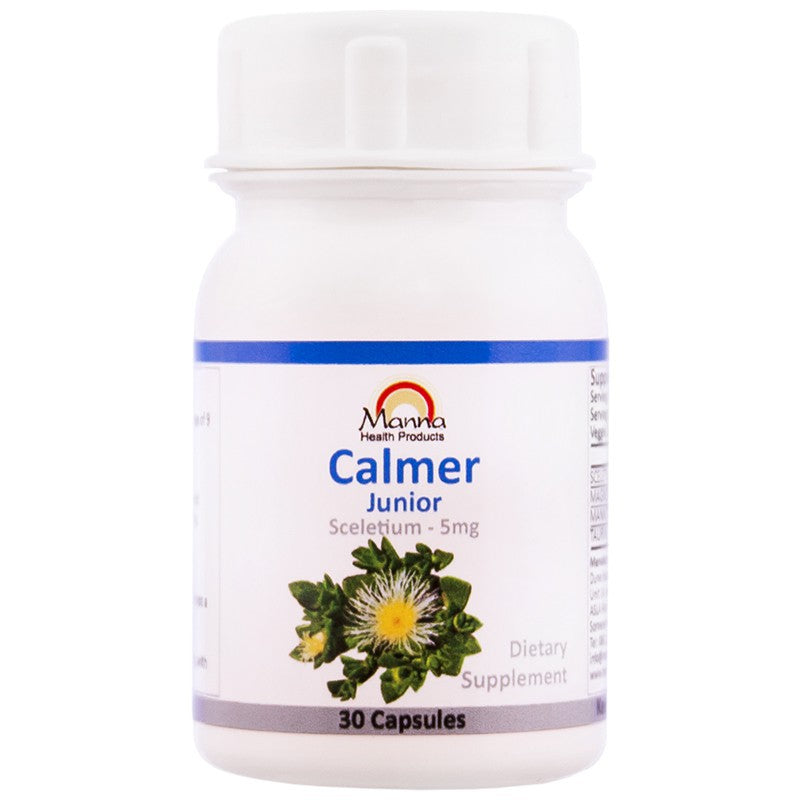 Manna Calmer Junior natural calming support supplement for children to help with focus, relaxation, and emotional wellbeing