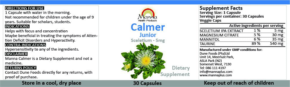 Manna Calmer Junior 3 Month Special Label