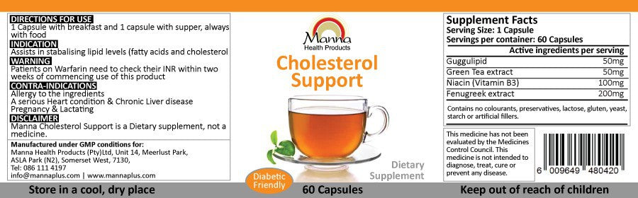 Manna Cholesterol Support Label