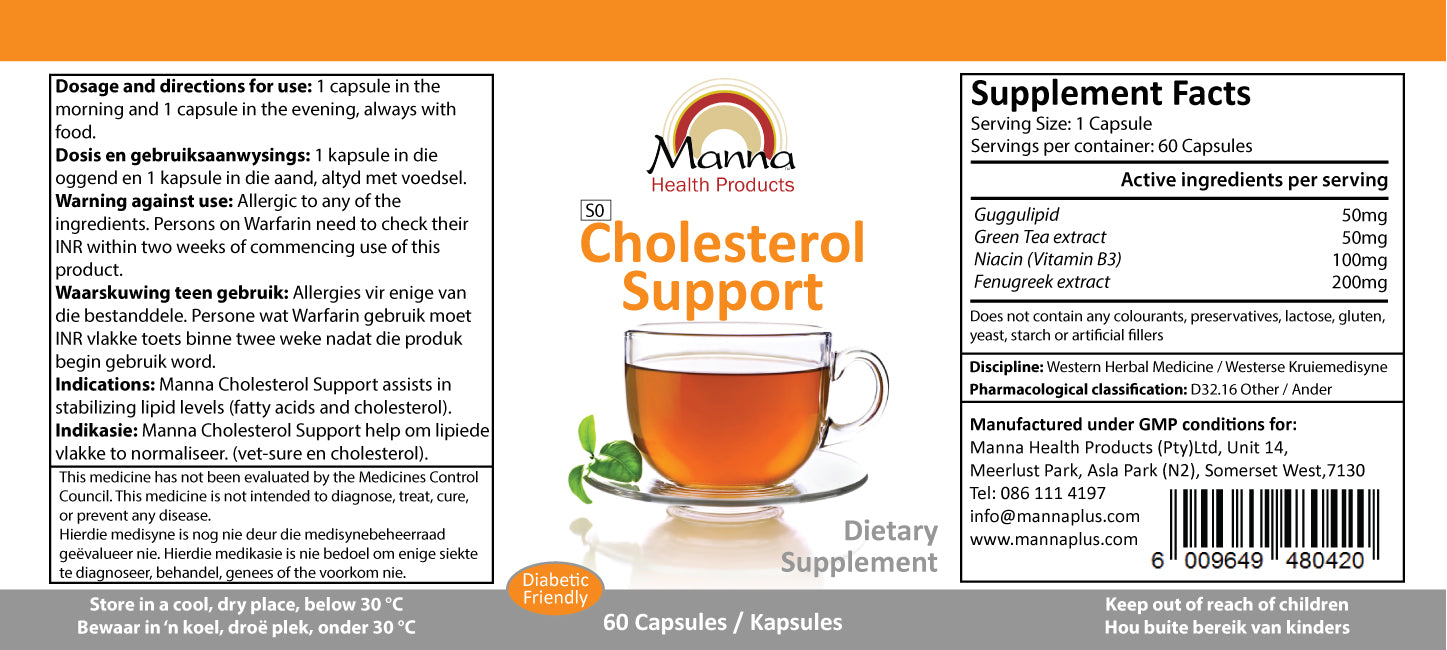 Manna Cholesterol Support Label