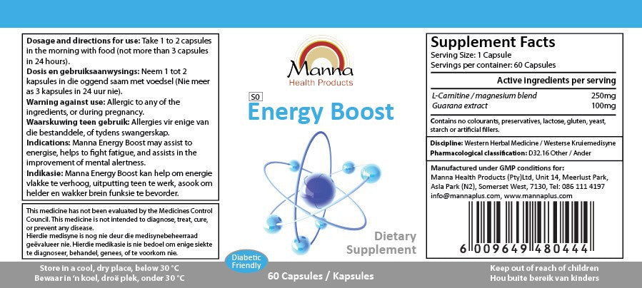 Manna Energy Boost 3 Month Special Label