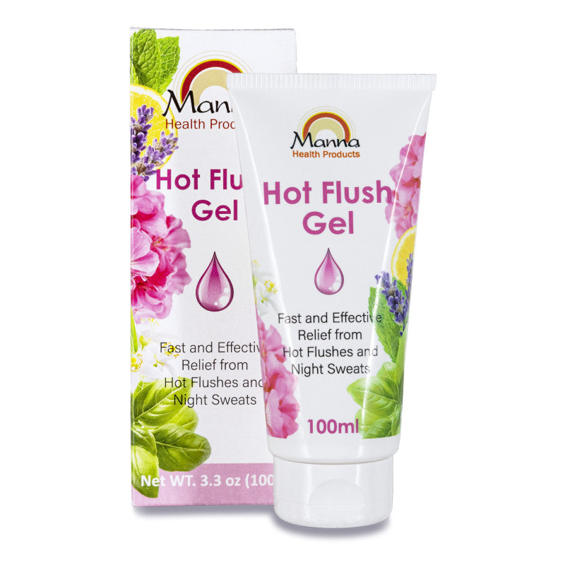 Manna Hot Flush Gel natural cooling gel to help relieve hot flushes, overheating, and night sweats