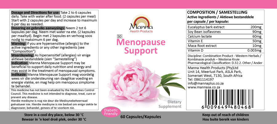 Manna Menopause Support Label