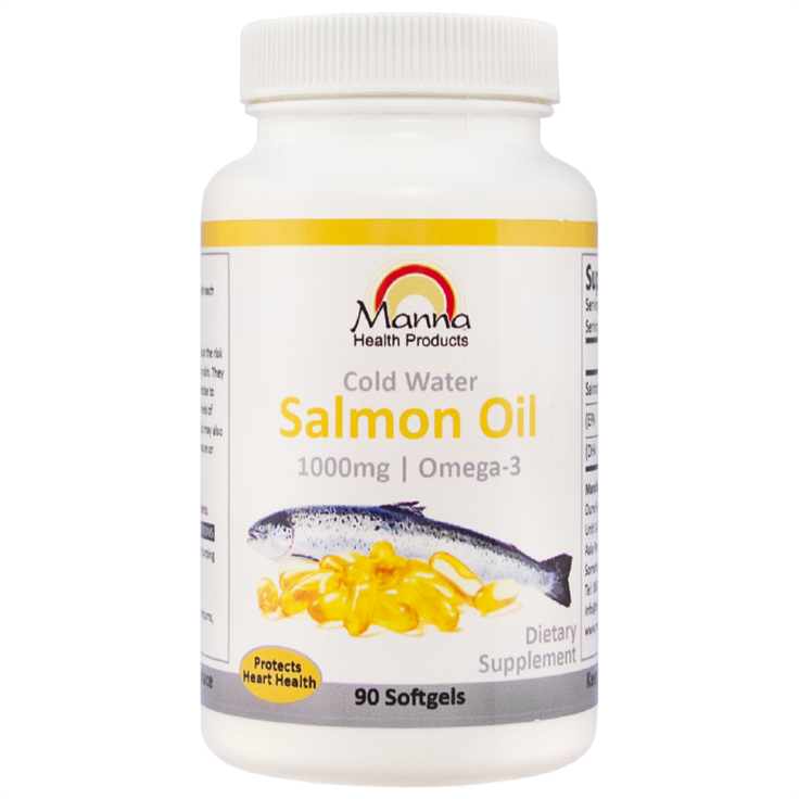 Manna Omega 3 Salmon Oil natural omega-3 supplement for heart health, brain function, and joint support