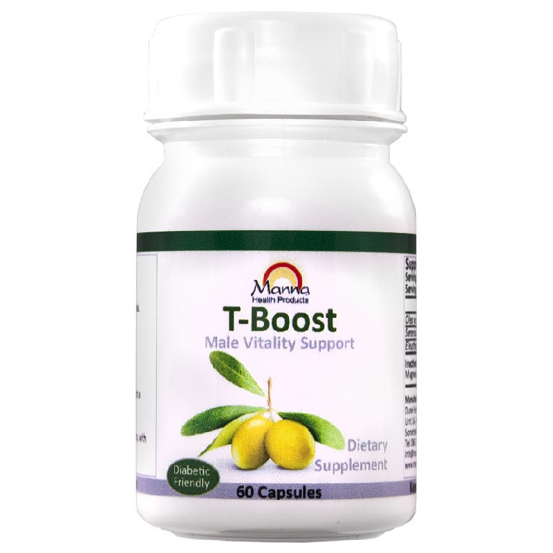 Manna T-Boost natural testosterone support supplement for energy, muscle strength, and male hormone balance