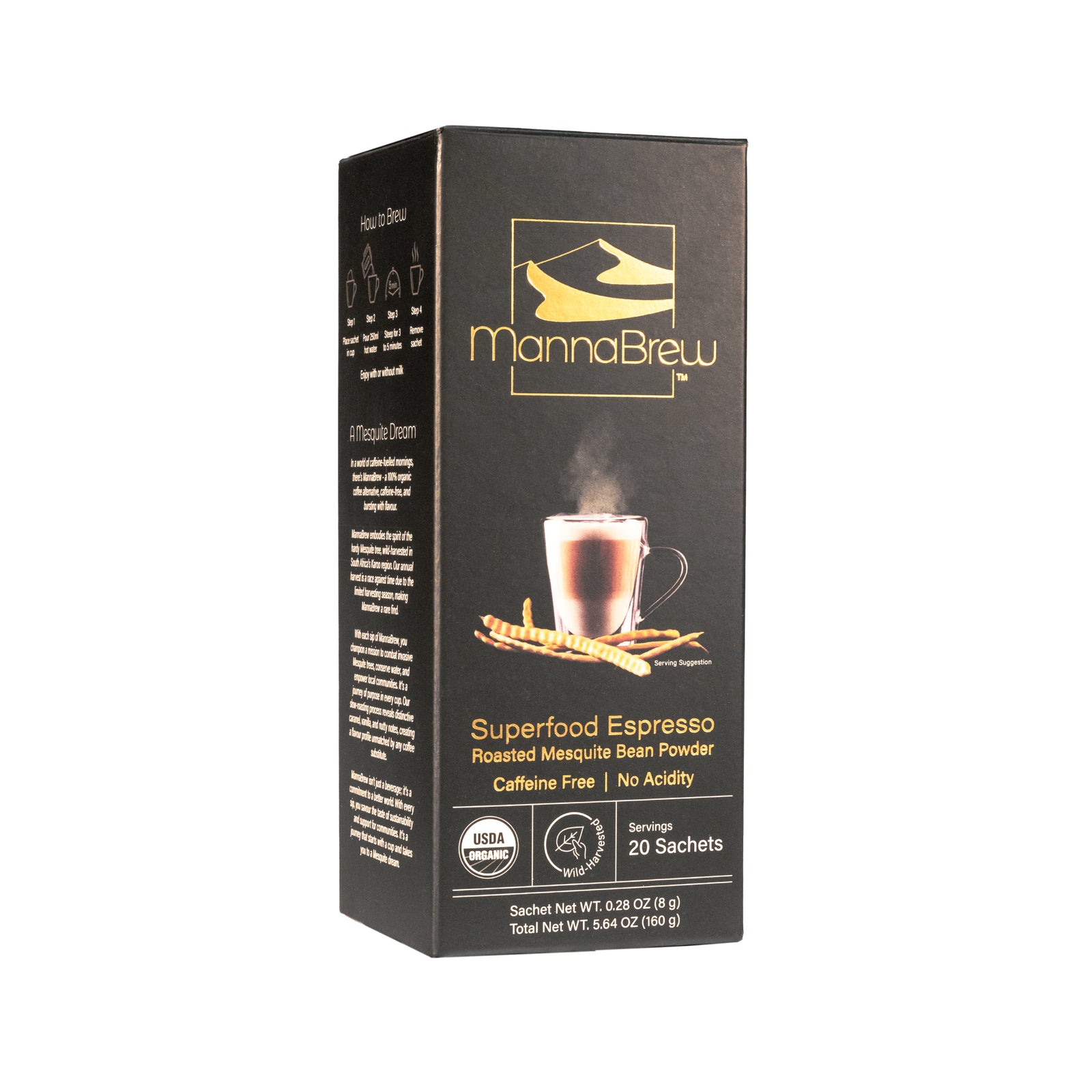 MannaBrew Superfood Espresso package on a white background