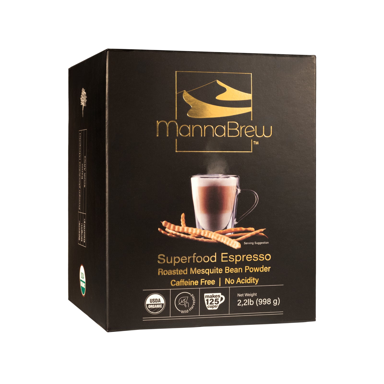MannaBrew Superfood Espresso packaging on a white background
